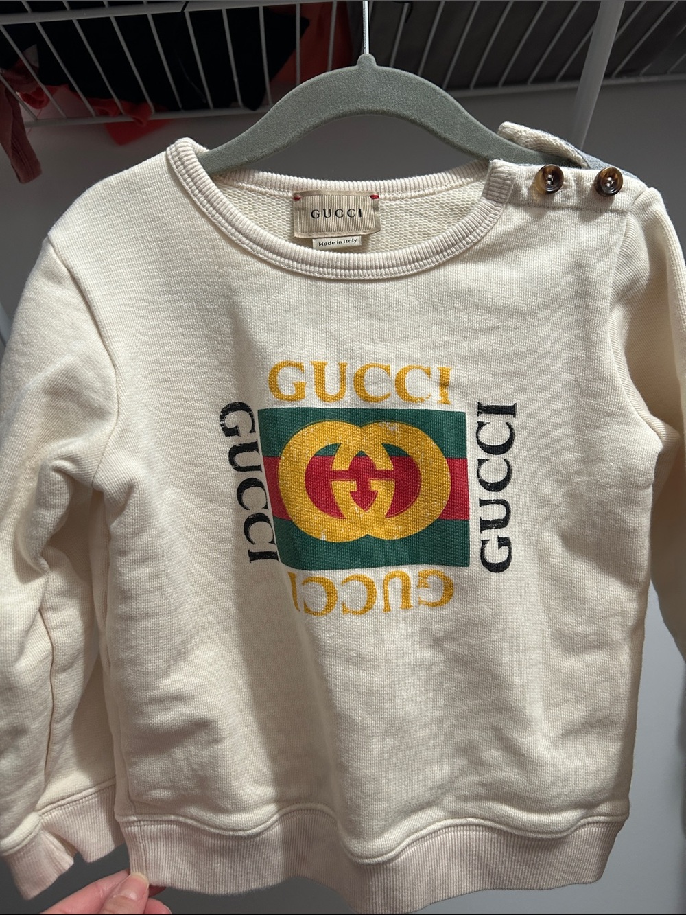 Gucci Kids Cream Sweatshirt with Multicolor Logo